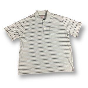 Merona Green Polo Shirt mens XL Stripes white blue Sage Mens extra large casual